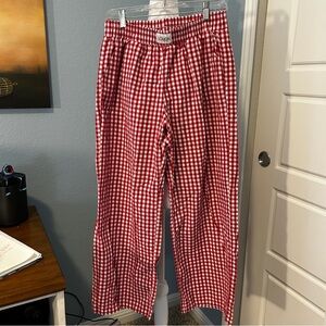 Red and White Gingham Checkered Wide-legged Women’s Lounge Pants Size Medium